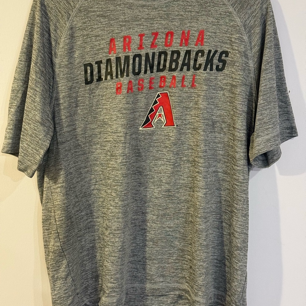 Genuine Merchandise Gray Heather MLB Logo T-Shirt with Red & Blue Emblem